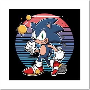 Custom Sonic the Hedgehogg Baseball Jersey Personalized Sonic Shirt Cartoon Sonic Matching Party Outfit For Sonic Lover Birthday Boy Kid Posters and Art
